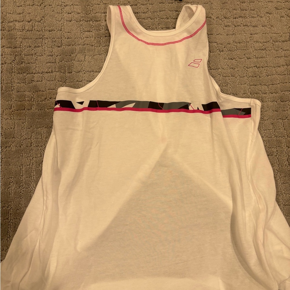 White Tank Top with Pink and Black Accents